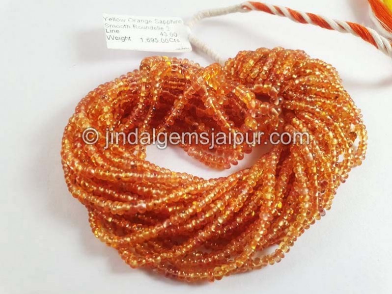 Orange Sapphire Smooth Roiundelle Beads