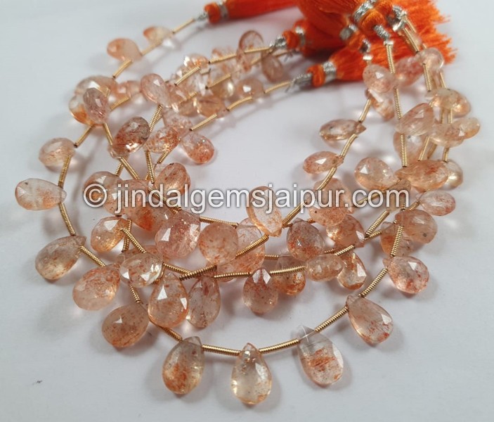 Sunstone Faceted Pear Beads