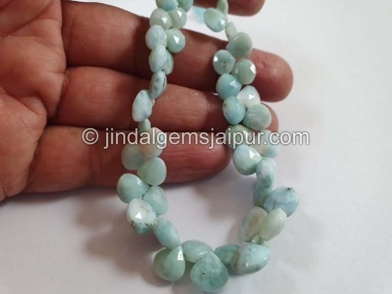 Larimar Faceted Heart Beads