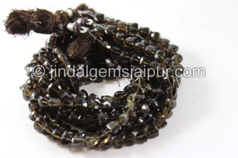 Smokey Faceted Trillion Shape Beads