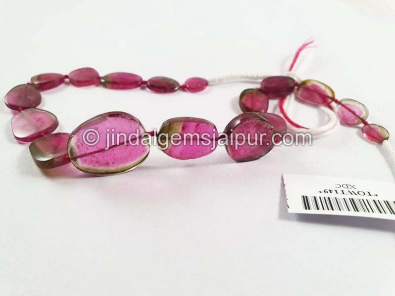 Watermelon Tourmaline Smooth Slices Beads