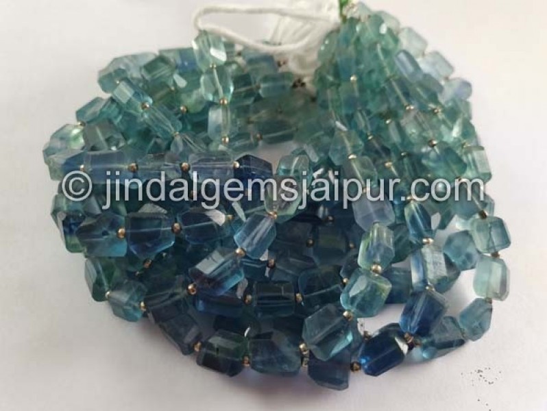 Bluish Green Fluorite Far Faceted Nuggets Beads