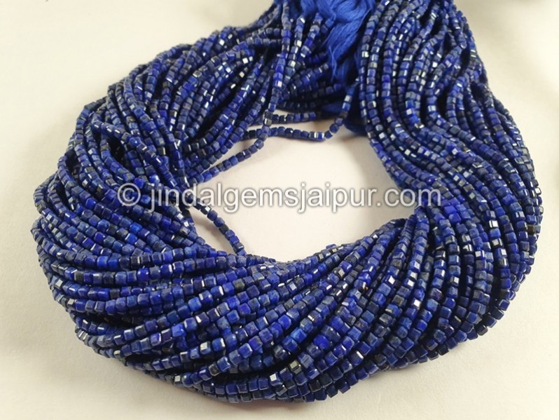 Lapis Cut Cube Beads