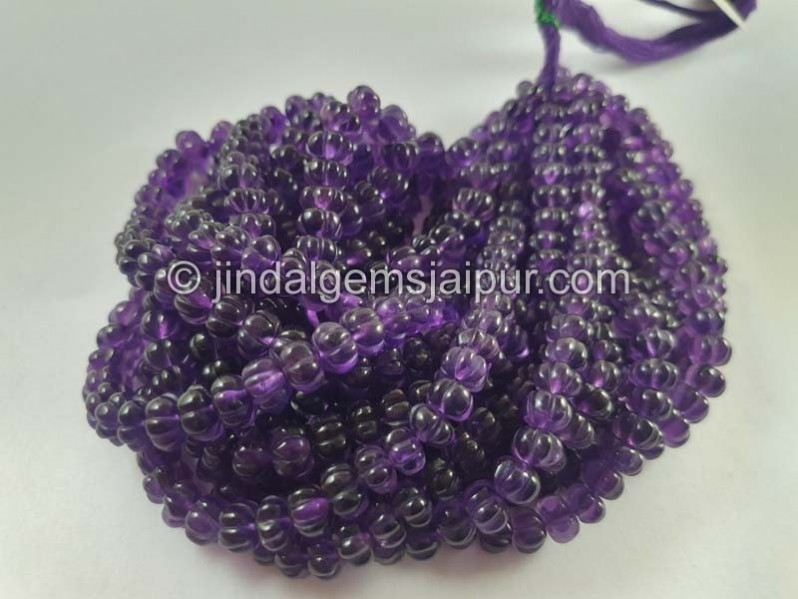 Amethyst Carved Pumpkin Beads