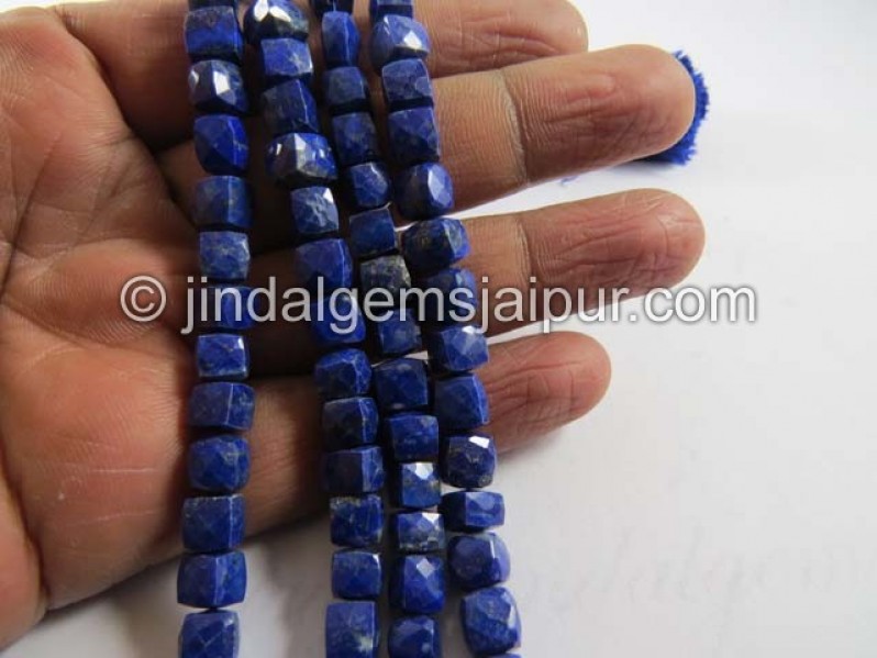 Lapis Faceted Cube Shape Beads