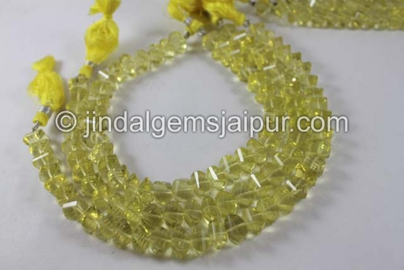 Lemon Quartz Twisted Roundelle Shape Beads