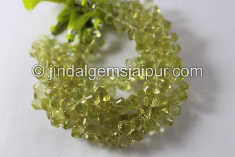 Lemon Quartz Twisted Drops Shape Beads