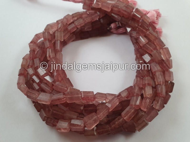 Pink Strawberry Quartz Faceted Nugget Beads