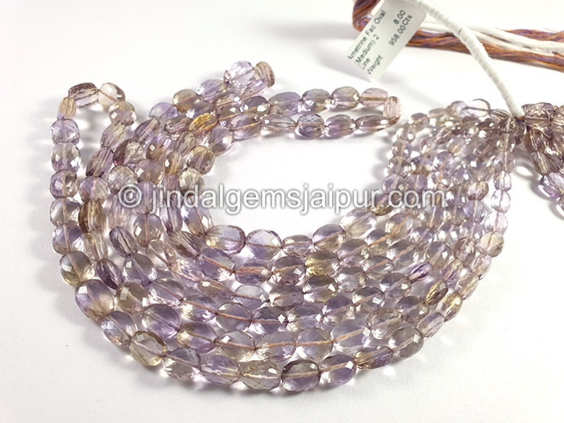 Ametrine Faceted Oval Shape Beads