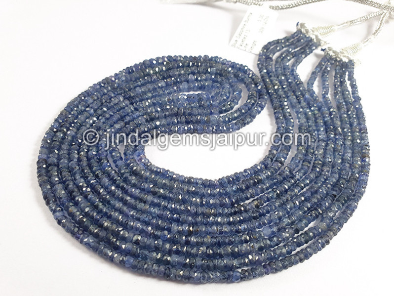 Blue Sapphire Burma Faceted Roundelle Shape Beads