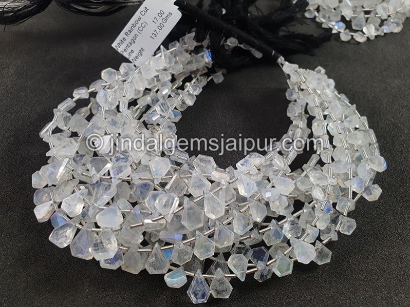 White Rainbow Cut Pentagon Shape Beads