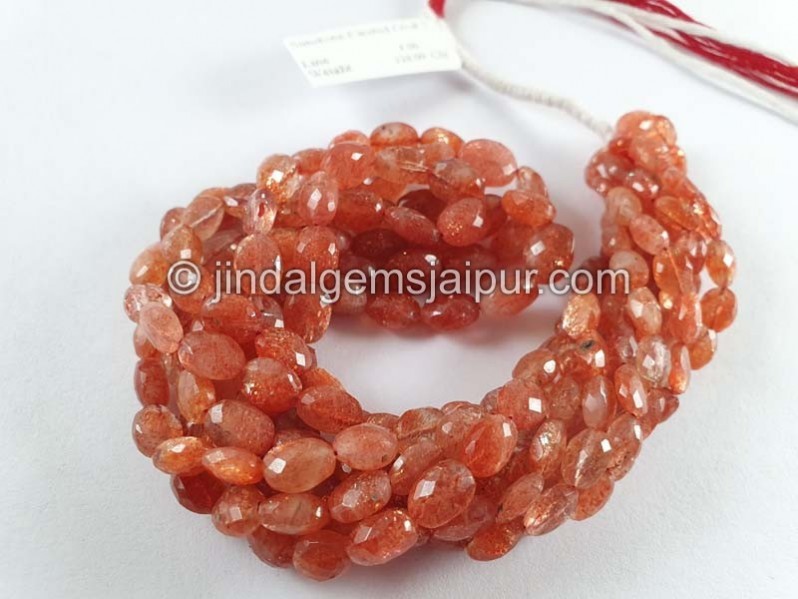 Sunstone Faceted Oval Beads