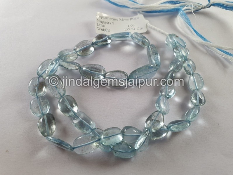 Moss Aquamarine Smooth Nuggets Beads