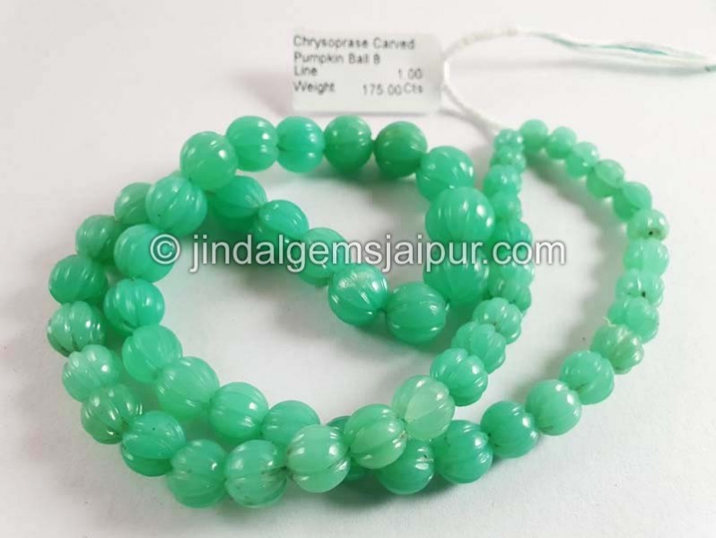 Chrysoprase Carved Pumpkin Balls Beads