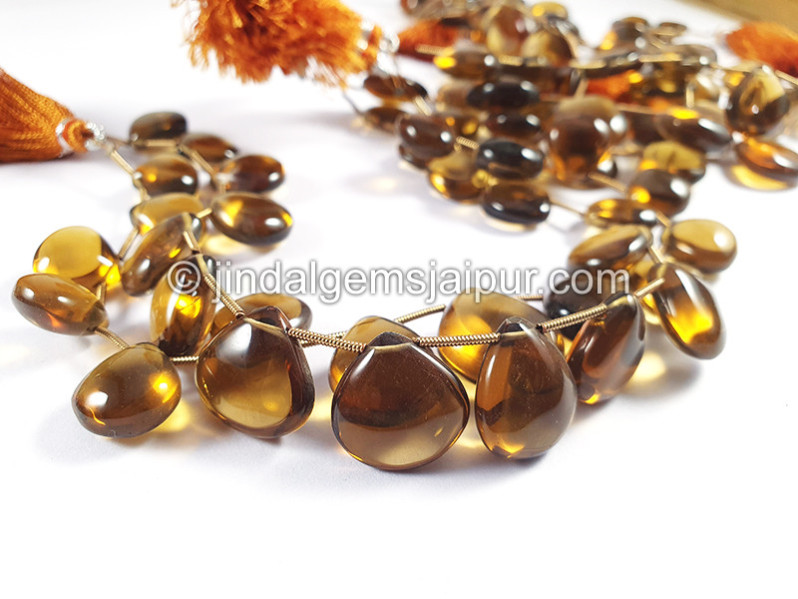 Cognac Quartz Smooth Heart Shape Beads