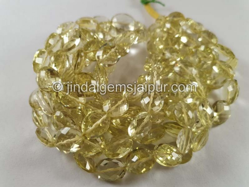 Lemon Quartz Faceted Oval Nuggets Beads