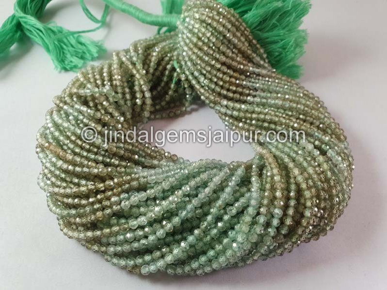 Natural Green Zircon Shaded Faceted Round Beads