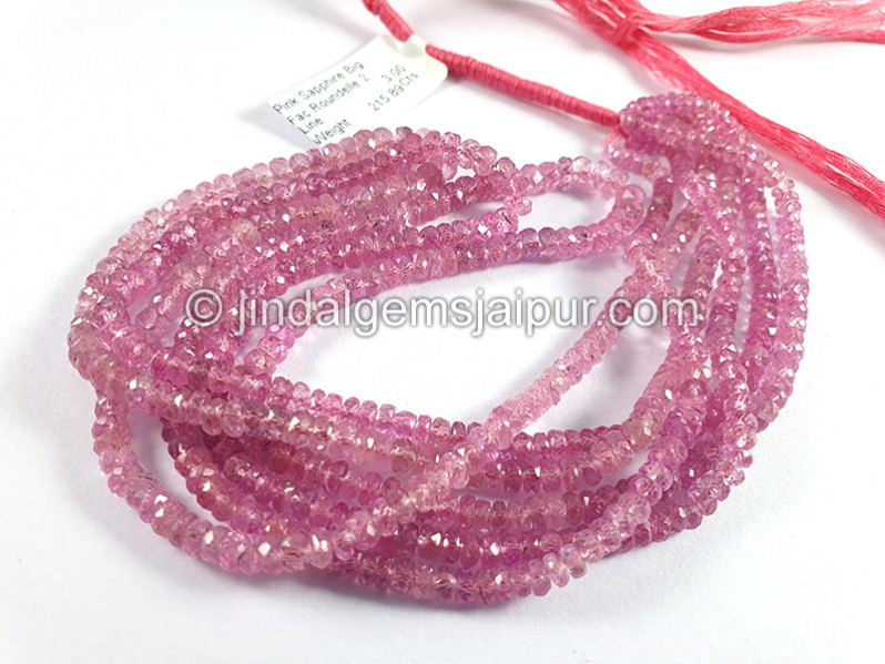 Pink Sapphire Big Faceted Roundelle Shape Beads