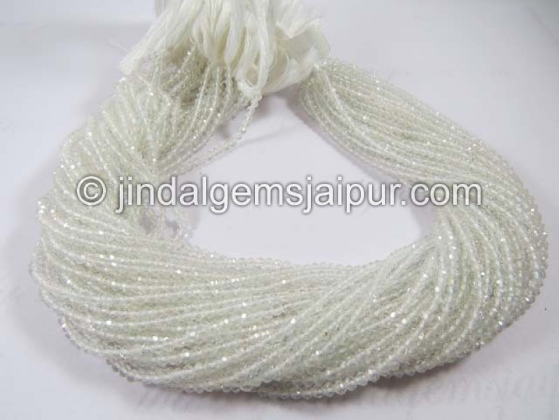 White Topaz Micro Cut Roundelle Shape Beads