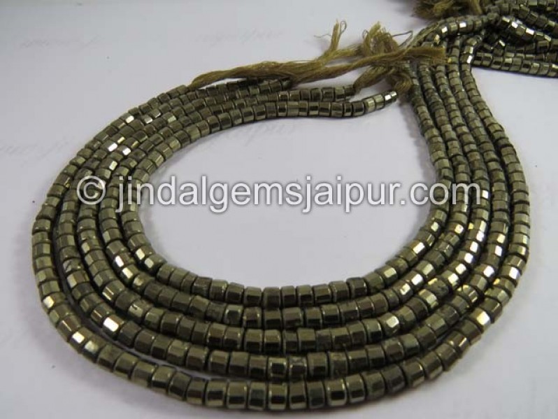 Pyrite Faceted Tyre Beads