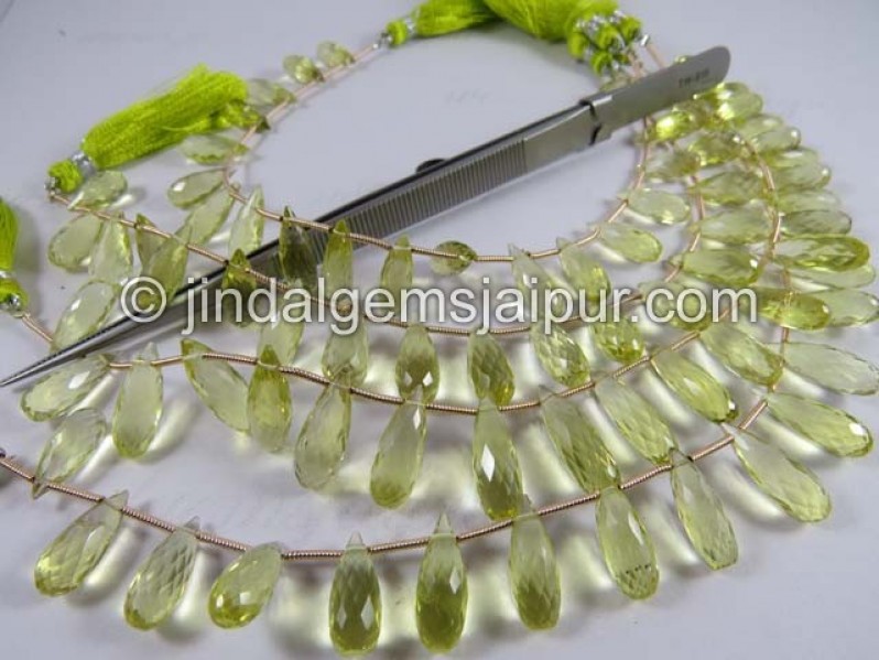 Lemon Quartz Faceted Long Drops Shape Beads