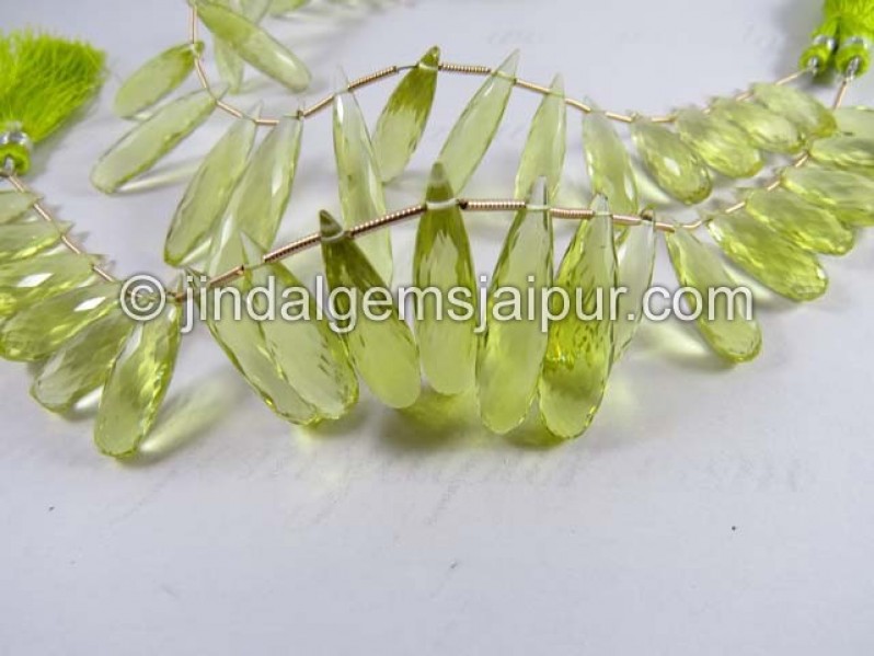 Lemon Quartz Faceted Elongated Drops Shape Beads