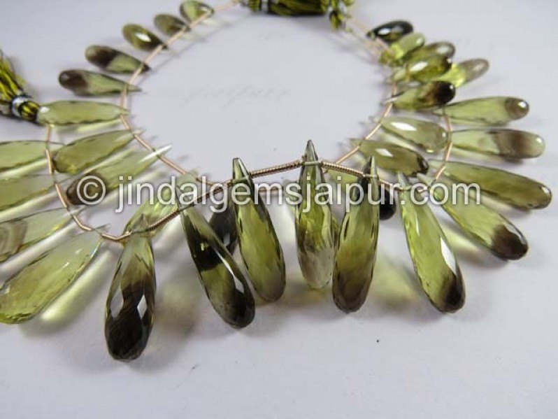 Bi Lemon Quartz Faceted Long Drops Shape Beads