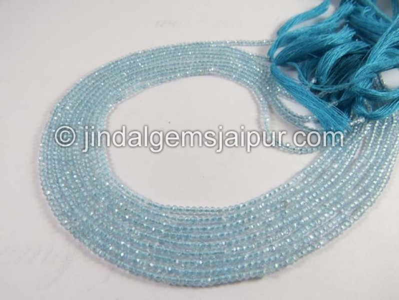 Sky Blue Topaz Micro Cut Roundelle Shape Beads