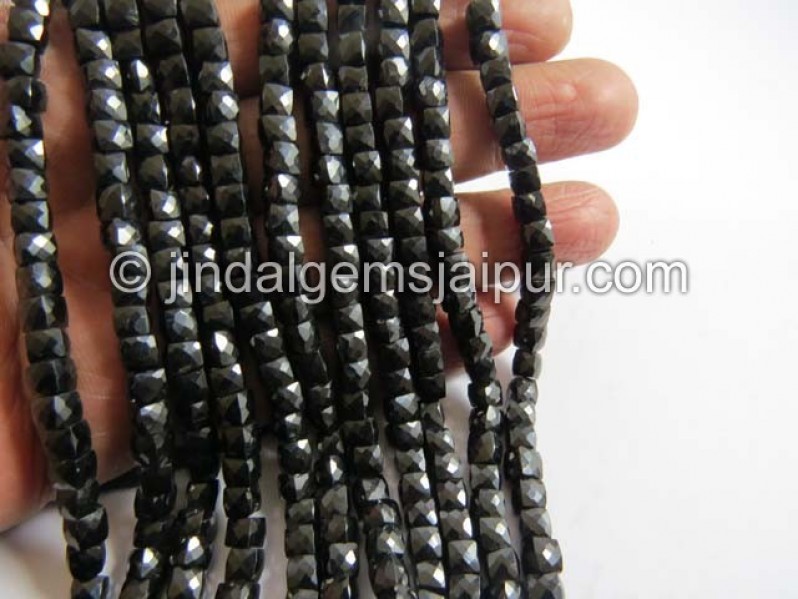 Black Spinel Faceted Cube