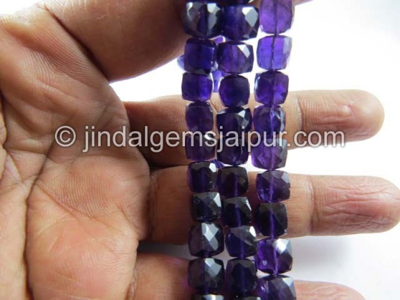 Amethyst Faceted Cube Shape Beads