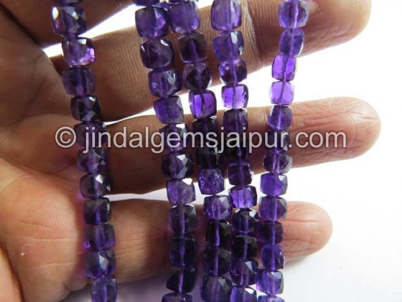 Amethyst Faceted Cube Shape Beads