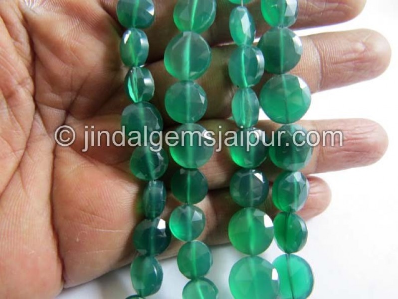Green Onyx Faceted Coin Shape Beads