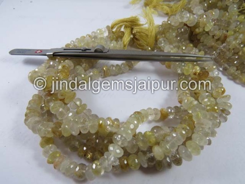 Golden Rutile Far Faceted Roundelle Shape Beads