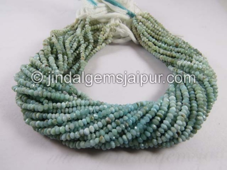 Larimar Faceted Rondelle Shape Beads