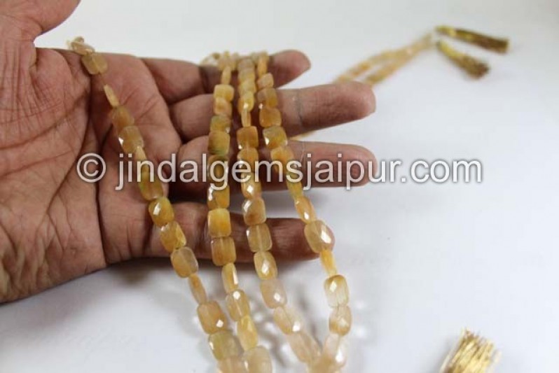 Camel Rutile Faceted Chicklet Shape Beads