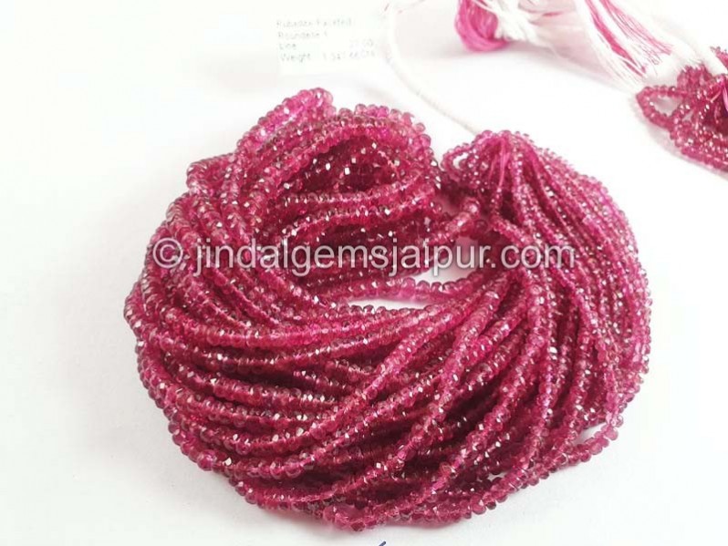 Rubellite Faceted Roundelle Beads