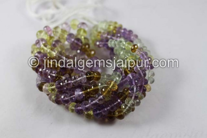 Multi Stone Far Faceted Roundelle Shape Beads