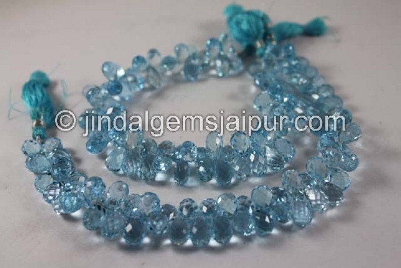 Sky Blue Topaz Far Faceted Drops Shape Beads