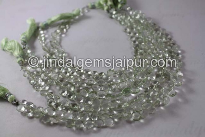 Green Amethyst Faceted Heart Shape Beads