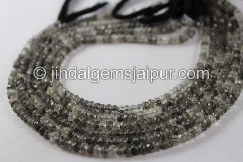 Black Rutile  Faceted Roundelle Shape Beads