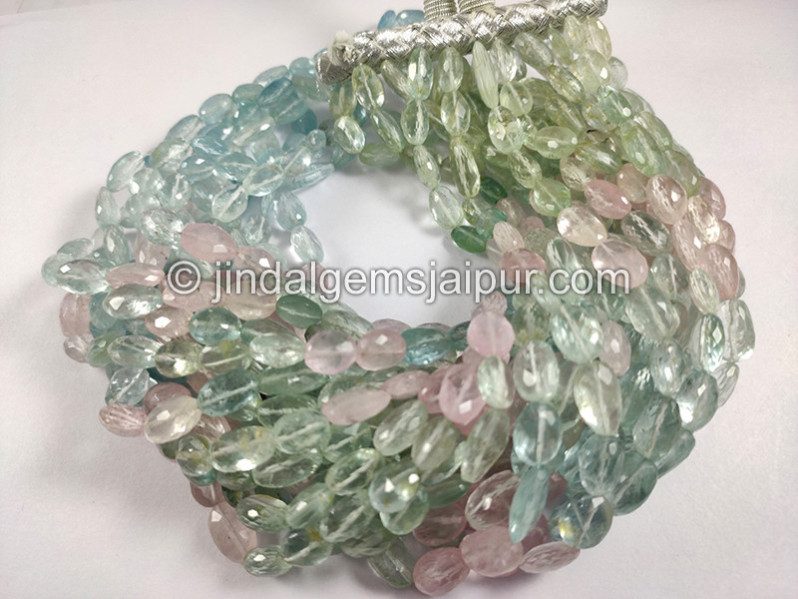 Multi Aquamarine Faceted Nuggets Shape Beads