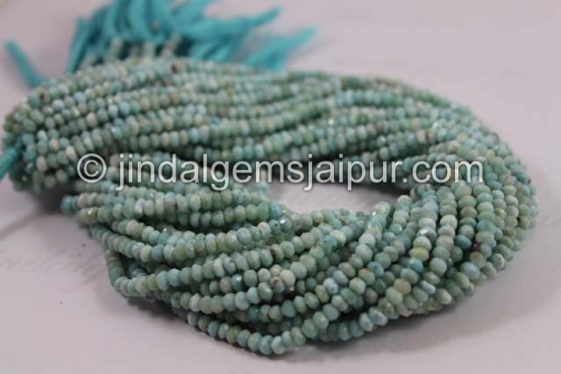 Larimar Faceted Roundelle Shape Beads