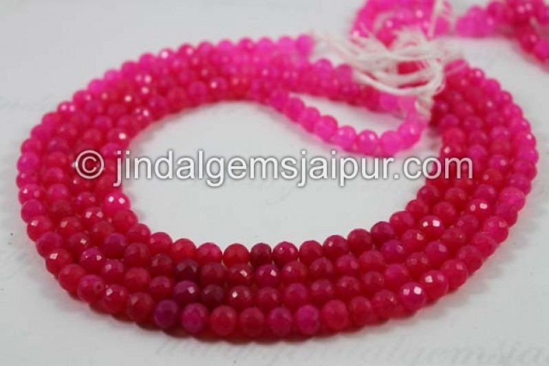 Raspberry Chalcedony Faceted Round Shape Beads