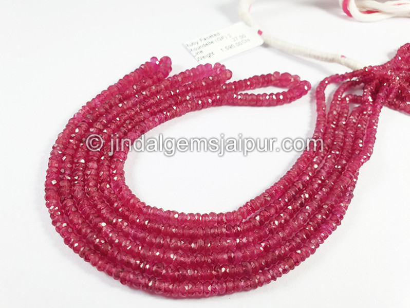 Ruby Faceted Roundelle Shape Beads