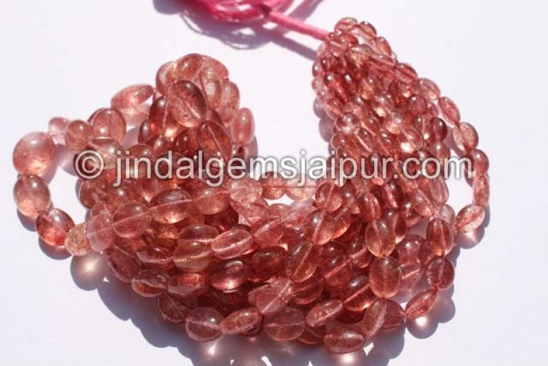 Strawberry Quartz Far Smooth Oval Shape Beads