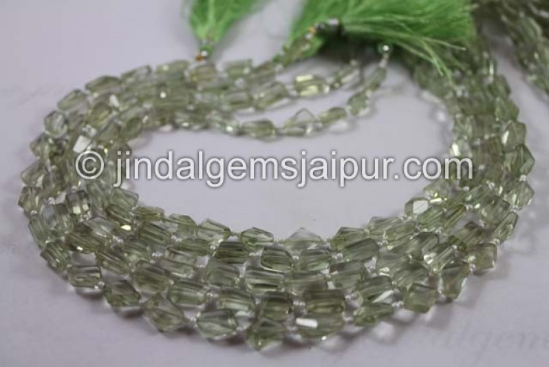 Green Amethyst Faceted Nugget Shape Beads