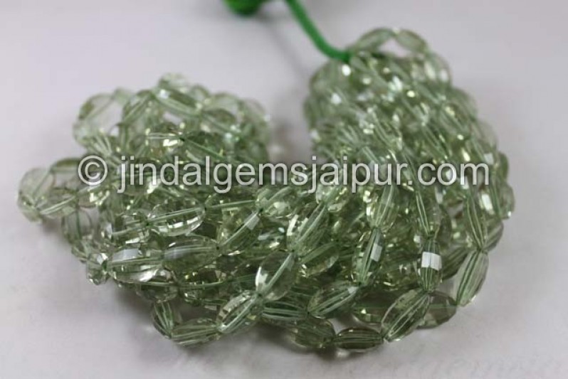 Green Amethyst Far Step Cut Oval Beads