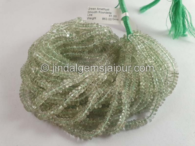 Green Amethyst Smooth Roundelle Beads