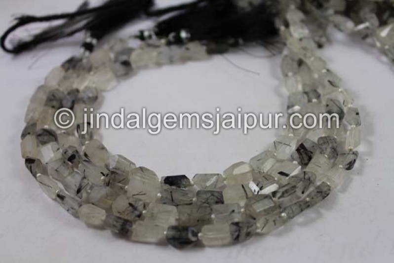 Black Rutile Faceted Nugget Beads