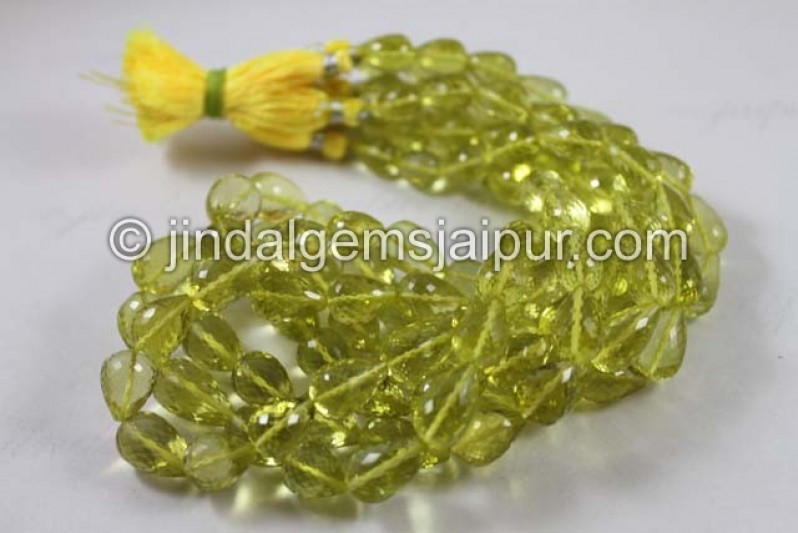 Lemon Quartz Far Faceted Drops Beads